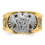 IBGoodman 10k Two-tone Men's Polished and Textured with Black Enamel and Diamond 32nd Degree Scottish Rite Masonic Ring - Image 4