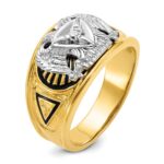 IBGoodman 10k Two-tone Men's Polished and Textured with Black Enamel and Diamond 32nd Degree Scottish Rite Masonic Ring - Image 6