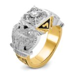 IBGoodman 10k Two-tone Men's Polished and Textured Double Eagle Masonic Shriner's Ring Mounting - Image 6