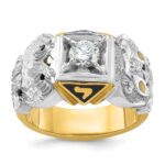 IBGoodman 14k Two-tone Men's Polished and Textured Double Eagle Masonic Shriner's Ring Mounting