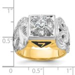 IBGoodman 14k Two-tone Men's Polished and Textured with Black Enamel and Diamond Double Eagle Masonic Shriner's Ring - Image 3
