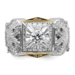 IBGoodman 14k Two-tone Men's Polished and Textured with Black Enamel and Diamond 32nd Degree Scottish Rite Masonic Ring - Image 4