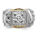 IBGoodman 14k Two-tone Men's Polished and Textured Double Eagle Masonic Shriner's Ring Mounting - Image 4