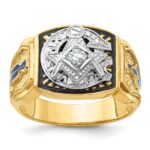 IBGoodman 14k Two-tone Men's Polished and Textured Blue Lodge Master Masonic Ring Mounting