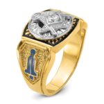 IBGoodman 14k Two-tone Men's Polished and Textured with Blue and Black Enamel Diamond Blue Lodge Master Masonic Ring - Image 6