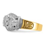 IBGoodman 10k Two-tone Men's Polished and Textured with Black Enamel and Diamond 32nd Degree Scottish Rite Masonic Ring - Image 3