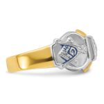 IBGoodman 14k Two-tone Men's Polished and Textured Blue Lodge Master Masonic Ring Mounting - Image 3