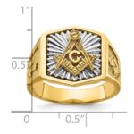 IBGoodman 14k Two-tone Men's Polished and Textured Sun Ray Blue Lodge Master Masonic Ring - Image 8