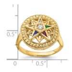 IBGoodman 14k Women's Polished and Textured with Multi-color CZ and Diamond Eastern Star Masonic Ring - Image 7