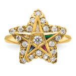 IBGoodman 14k Women's Polished Multi-color CZ and AA Quality Diamond Eastern Star Masonic Ring - Image 4