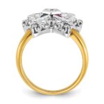 IBGoodman 10k Two-tone Women's Polished and Beaded with Multi-color CZ and Diamond Eastern Star Masonic Ring - Image 2