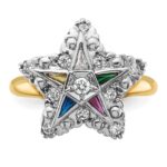 IBGoodman 14k Two-tone Women's Polished and Beaded Eastern Star Masonic Ring Mounting - Image 4