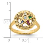IBGoodman 14k Women's Polished and Textured with Multi-color CZ and Diamond Eastern Star Masonic Ring - Image 7