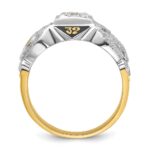 IBGoodman 14k Two-tone Men's Polished and Textured with Black Enamel and Diamond Double Eagle Masonic Shriner's Ring - Image 2