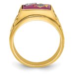 IBGoodman 14k Two-tone Men's Polished and Textured with Lab Created Ruby and Diamond Blue Lodge Master Masonic Ring