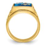 IBGoodman 14k Two-tone Men's Polished and Textured with Lab Created Sapphire and Diamond Blue Lodge Master Masonic Ring - Image 2