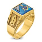IBGoodman 14k Two-tone Men's Polished and Textured with Lab Created Sapphire and Diamond Blue Lodge Master Masonic Ring - Image 6