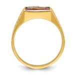 IBGoodman 14k Two-tone Men's Polished and Textured with Lab Created Ruby and Diamond Blue Lodge Master Masonic Ring - Image 2