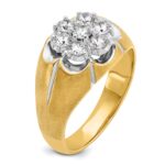 IBGoodman 14k Two-tone with White Rhodium Men's Polished Satin and Grooved 1 Carat AA Quality Diamond Round Cluster Ring - Image 8