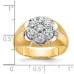 IBGoodman 14k Two-tone with White Rhodium Men's Polished Satin and Grooved 1 Carat AA Quality Diamond Round Cluster Ring - Image 3