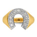 10k Two-tone IBGoodman Men's Satin Horseshoe Diamond Complete Ring - Image 6