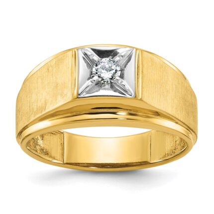 14k Two-tone IBGoodman Men's Polished and Satin Diamond Ring Mounting