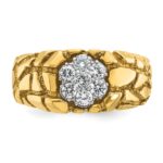 IBGoodman 14k Two-tone Men's Polished and Nugget Textured Round 1/2 Carat AA Quality Diamond Cluster Ring - Image 5