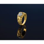 IBGoodman 14k Two-tone Men's Polished and Nugget Textured Round 1/2 Carat AA Quality Diamond Cluster Ring - Image 8