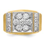 IBGoodman 14k Two-tone Men's Polished and Satin 2 Carat AA Quality Diamond Cluster Ring - Image 6