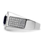 IBGoodman 14k White Gold 7/8 carat Lab Grown Diamond VS/SI+ G+ and Created Blue Sapphire Complete Men's Ring - Image 4