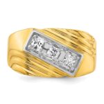 IBGoodman 14k with White Rhodium 1/2 carat Lab Grown Diamond VS/SI+ G+ Complete Polished and Grooved Three Stone Men's Ring - Image 5