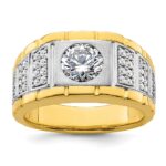 IBGoodman 14k Two-tone 3/8 carat Lab Grown Diamond VS/SI+ G+ Semi Mount Polished and Satin Men's Ring