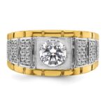 IBGoodman 14k Two-tone 3/8 carat Lab Grown Diamond VS/SI+ G+ Semi Mount Polished and Satin Men's Ring - Image 4