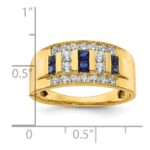 IBGoodman 14k 1 1/4 carat Lab Grown Diamond VS/SI+ G+ and Lab Created Blue Sapphire Complete Men's Ring - Image 7