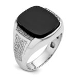 IBGoodman 14k White Gold 5/8 carat Lab Grown Diamond VS/SI+ G+ and Onyx Complete Men's Ring - Image 6