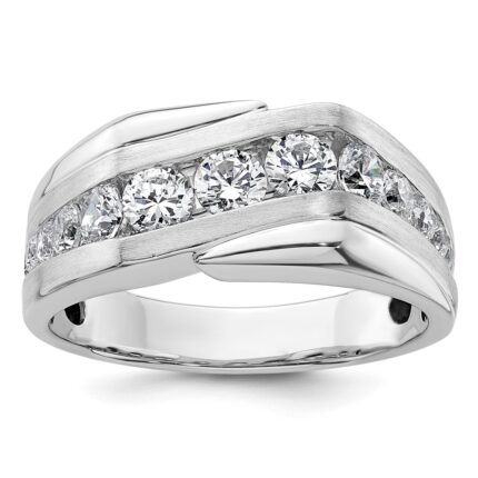 IBGoodman 14k White Gold 1 3/8 carat Lab Grown Diamond VS/SI+ G+ Complete Satin Men's Ring