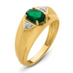IBGoodman 14k 1/10 carat Lab Grown Diamond VS/SI+ G+ and Created Emerald Complete Men's Ring - Image 6