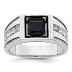 IBGoodman 14k White Gold Black Rhodium 7/8 carat Lab Grown Diamond VS/SI+ G+ and Onyx Complete Men's Ring