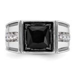 IBGoodman 14k White Gold Black Rhodium 1 1/3 carat Lab Grown Diamond VS/SI+ G+ and Onyx Complete Men's Ring - Image 4