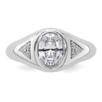 IBGoodman 14k White Gold 1 carat Lab Grown Diamond VS/SI+ G+ Oval Complete Men's Ring - Image 4