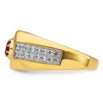 IBGoodman 14k 5/8 carat Lab Grown Diamond VS/SI+ G+ and Created Ruby Complete Men's Ring - Image 3