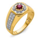 IBGoodman 14k 5/8 carat Lab Grown Diamond VS/SI+ G+ and Created Ruby Complete Men's Ring - Image 6