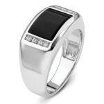 IBGoodman 14k White Gold 1/5 carat Lab Grown Diamond VS/SI+ G+ and Onyx Complete Men's Ring - Image 6