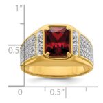 IBGoodman 14k with White Rhodium 3/4 carat Lab Grown Diamond VS/SI+ G+ and Created Ruby Complete Men's Ring - Image 7