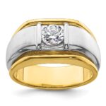 IBGoodman 14k Two-tone 3/4 carat Lab Grown Diamond VS/SI+ G+ Complete Polished and Satin Men's Ring
