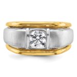 IBGoodman 14k Two-tone 3/4 carat Lab Grown Diamond VS/SI+ G+ Complete Polished and Satin Men's Ring - Image 4