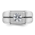 IBGoodman 14k White Gold with Black Rhodium 1 carat Lab Grown Diamond VS/SI+ G+ Complete Satin Men's Ring - Image 4