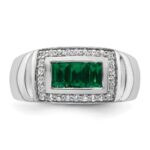 IBGoodman 14k White Gold 1/3 carat Lab Grown Diamond VS/SI+ G+ and Created Emerald Complete Men's Ring - Image 4