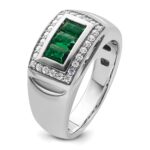 IBGoodman 14k White Gold 1/3 carat Lab Grown Diamond VS/SI+ G+ and Created Emerald Complete Men's Ring - Image 6