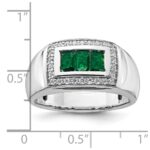 IBGoodman 14k White Gold 1/3 carat Lab Grown Diamond VS/SI+ G+ and Created Emerald Complete Men's Ring - Image 7